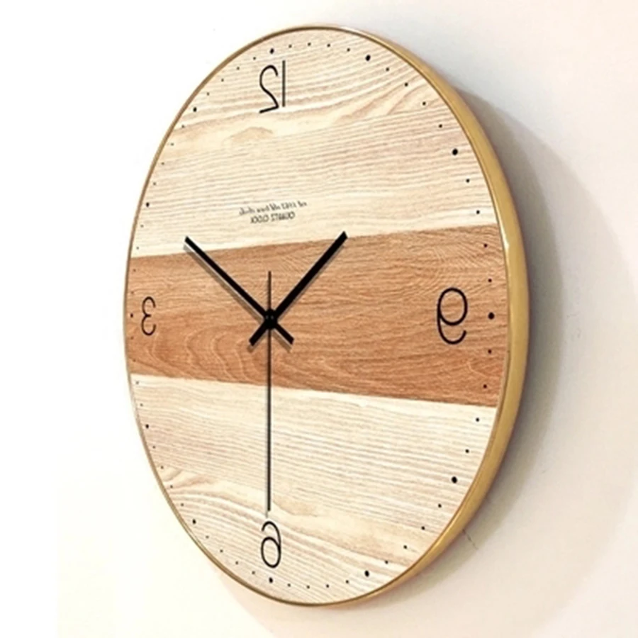 Скандинавские простые домашние креативные настенные часы деревянные бесшумные