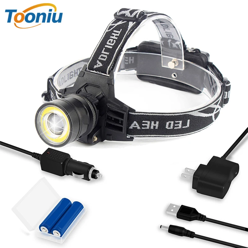 Super Bright LED Headlamp 4 Light Modes T6 + COB Headlight Waterproof Rotating Zoom Fishing Camping Use 2*18650 Battery | Лампы и