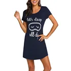 Ночная рубашка женская с мультяшным принтом, Повседневная Ночная рубашка с коротким рукавом, удобная домашняя одежда, платье для сна, #40, лето