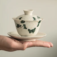 ceramic plant ash handmade tureen ceramic kung fu tea set bowl sopera de ceramica gaiwan chrysanthemum tea gift for boyfriend