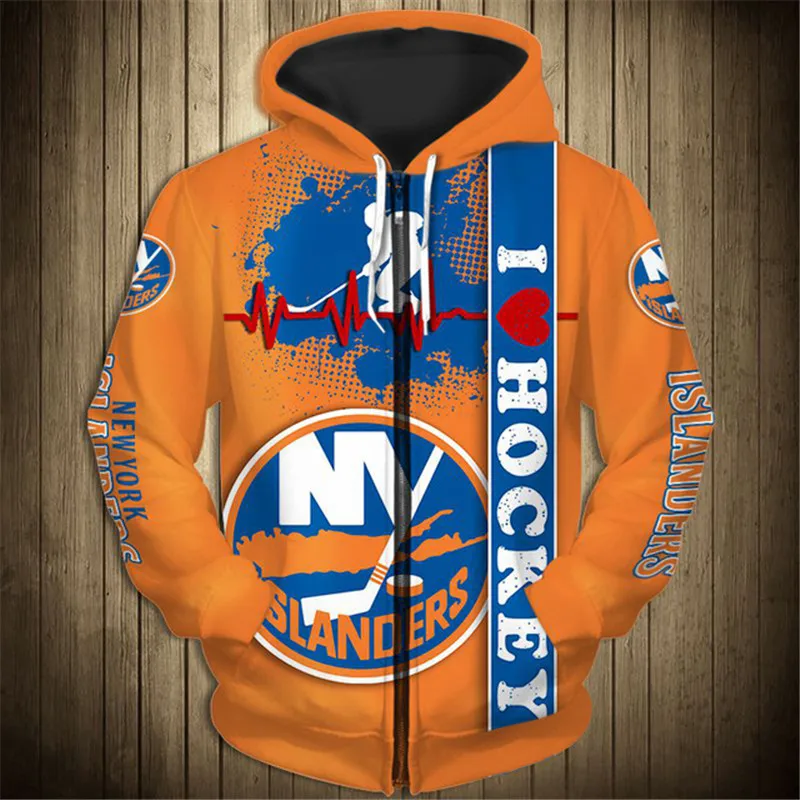 

USA Size New Jersey Men's Fashion 3D Zipper Hoodie Beating Curve Geometric Print Rangers Cool Outdoor Streetwear