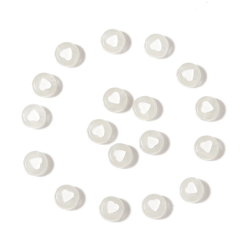 

100pcs Acrylic Luminous Peach Heart Letter Beads For Jewelry Needlework Necklace Bracelets DIY Accessories Wholesale