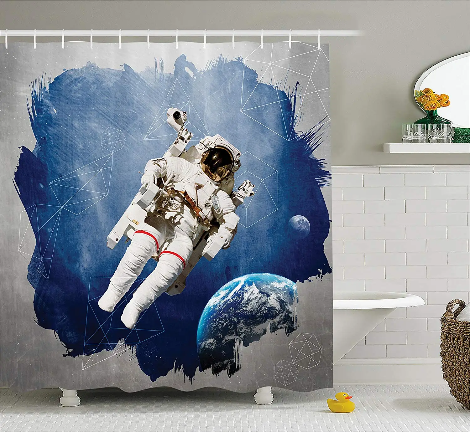 Наружный космический Декор занавеска для душа астронавт на Гранже половина