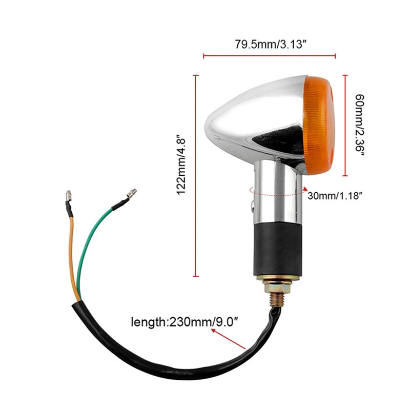 

2Pcs Bullet Motorcycle Front Rear Turn Signal Light Indicators Blinkers Amber
