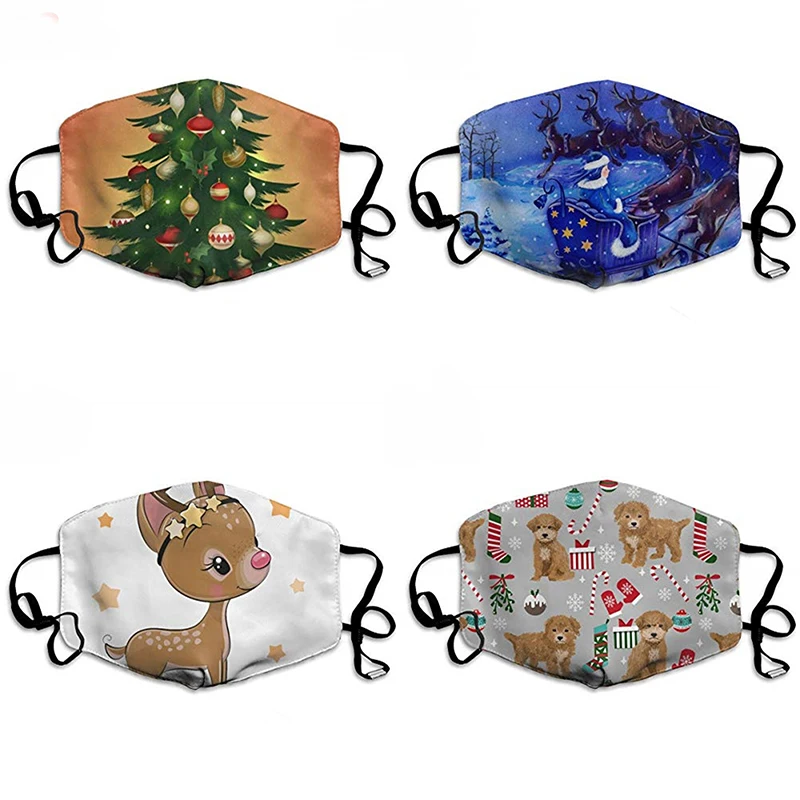 Рождественская Модная хлопковая Пылезащитная маска для лица дышащая цветная от