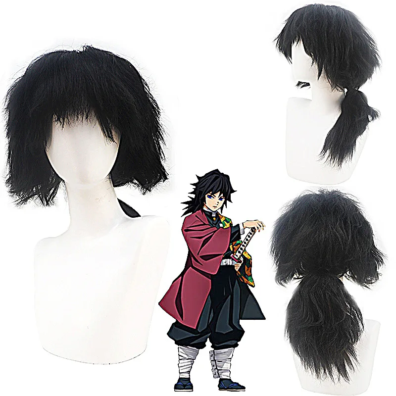

Kimetsu No Yaiba Demon Slayer Tomioka Giyuu Black Ponytail Wig Cosplay Costume Men Women Heat Resistant Synthetic Hair Wigs