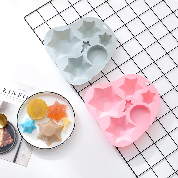

1Pc Silica Gel Baking Tray Christmas Day Combination Stars Creative Baking Cake Superimposed Biscuit Mold Gift