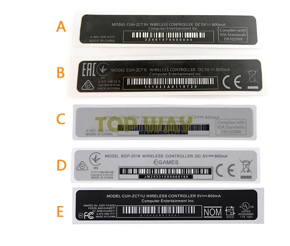 Pegatinas de código de barras originales para mando de PS4, carcasa para mando de Playstation 4, pegatina trasera delgada, sellos para etiqueta