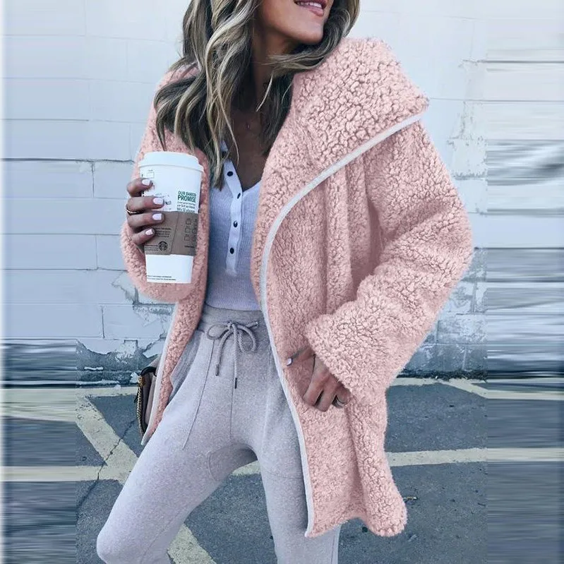 

Faux Fur Coat Fleece Sweatshirts Cardigan 2021 Female Autumn Winter Coat Women Overcoat Plush Jacket Mujer Chaqueta Mujer