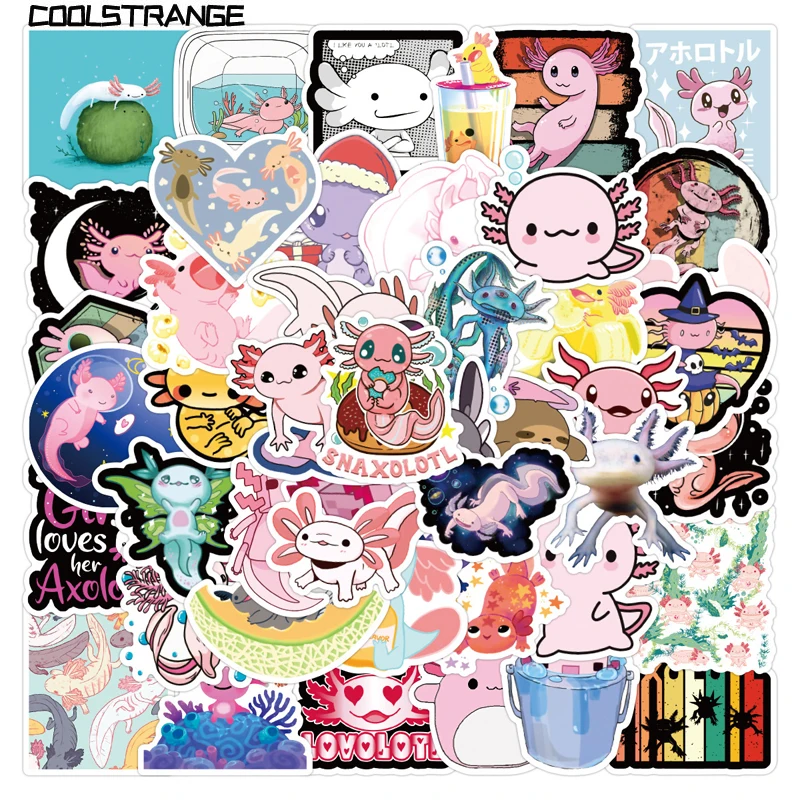 

10/30/50Pcs Cartoon Kawai Axolotl Waterproof Stickers For Luggage Skateboard Laptop Car Mac DIY Graffiti Waterproof Anime Toys