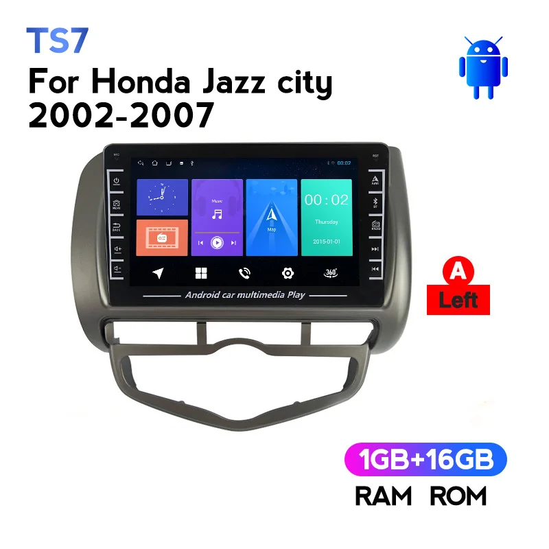 

Автомобильный радиоприемник на Android 1280*720 для Honda Fit Jazz City 2002-2006 2007, головное устройство с левым/правым рулем, Авторадио с GPS-навигацией, BT, FM