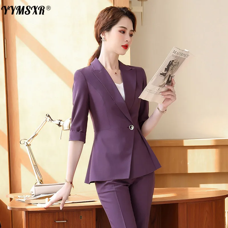 High-end  Women's Office Suit Pants 2-piece Set 2022 New Spring and Autumn Slim Ladies Jacket High Waist Casual Pants enlarge