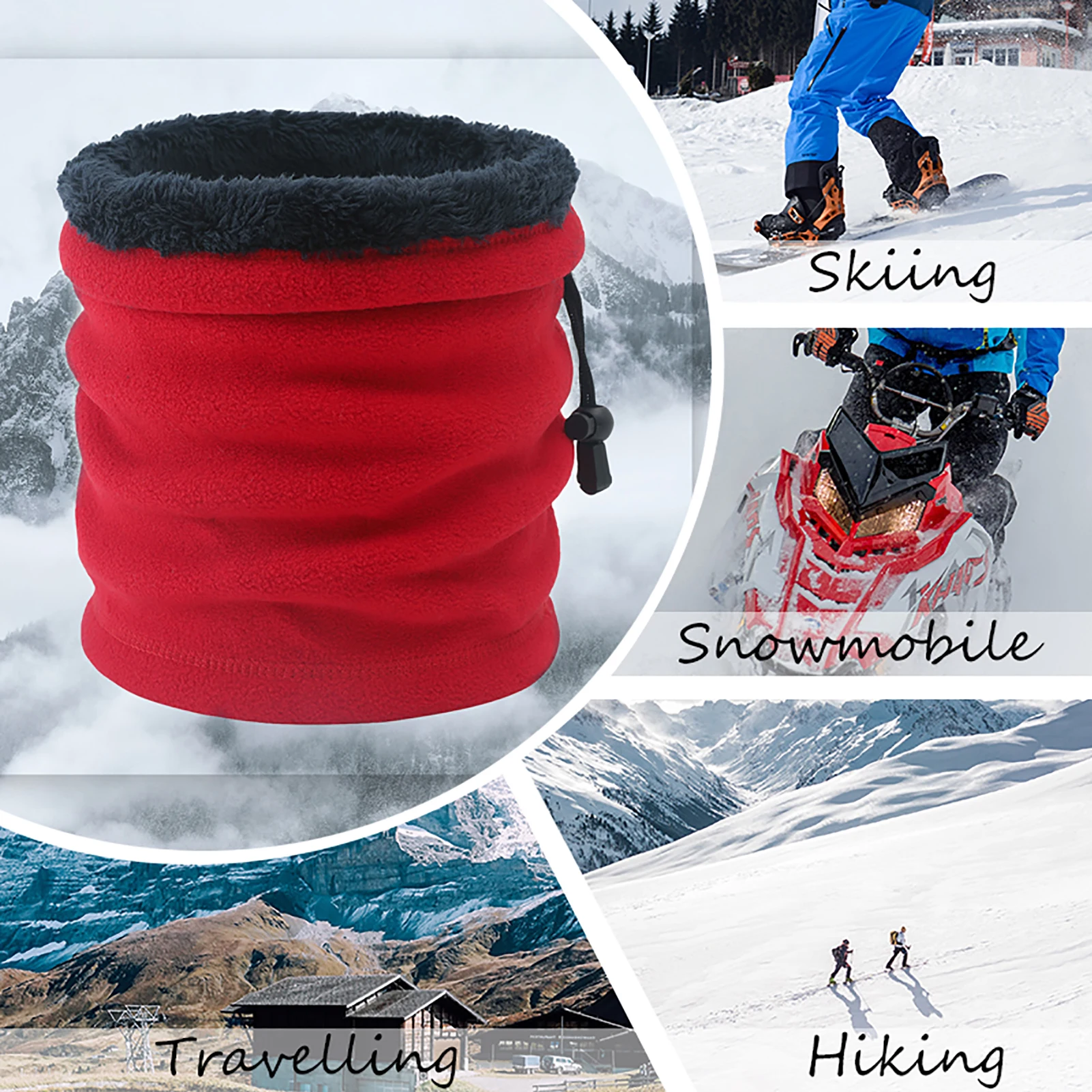 

Fleece Neck Warmer Winter Gaiter Scarf Plush Cap for Outdoor Cycling Skiing Camping Hiking Multi-functional Warm Masked Scarf