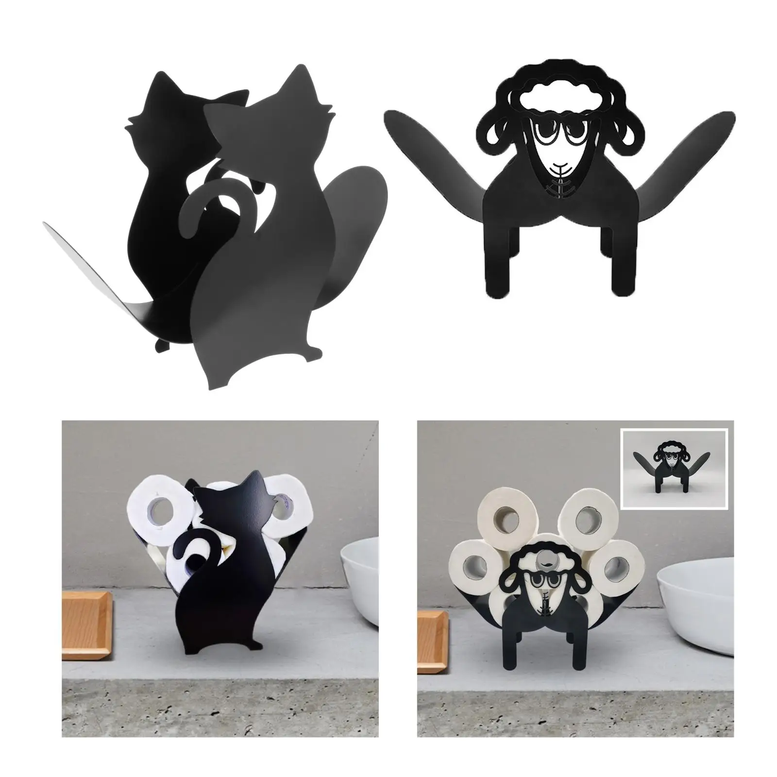 

Toilet Paper Holder - Free-Standing Bathroom Tissue Towel Storage Toilet Roll Holder Paper Bathroom Iron Storage