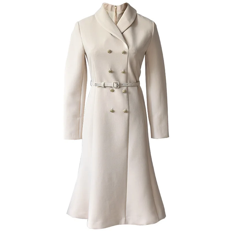 

thin New dress show long sleeve dress thickened A line fishtail medium length high end women