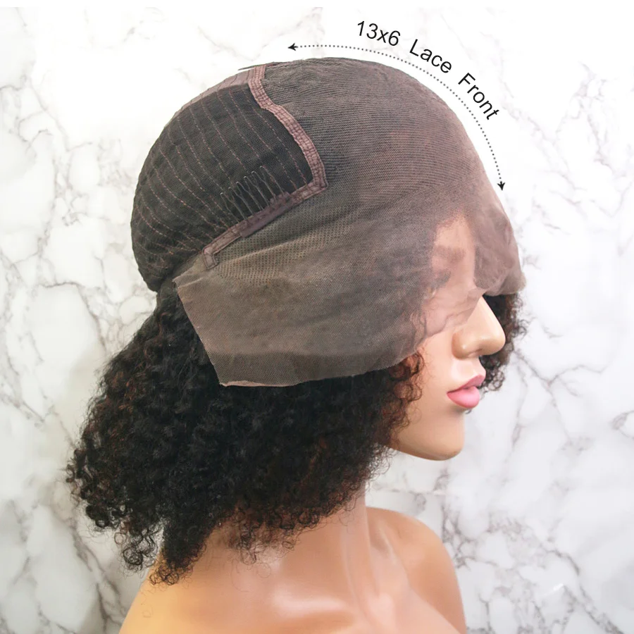 Парики Elva 13*6 из человеческих волос с эффектом омбре кудрявые передние парики