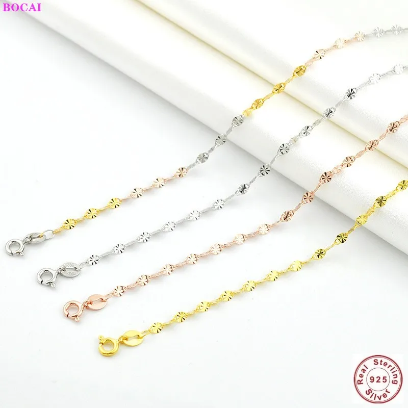 

BOCAI Real Sterling Silver S925 Necklace for Women Thai Silver Fashion All Stars Clavcle Color Neck Chain Valentine's Day Gift