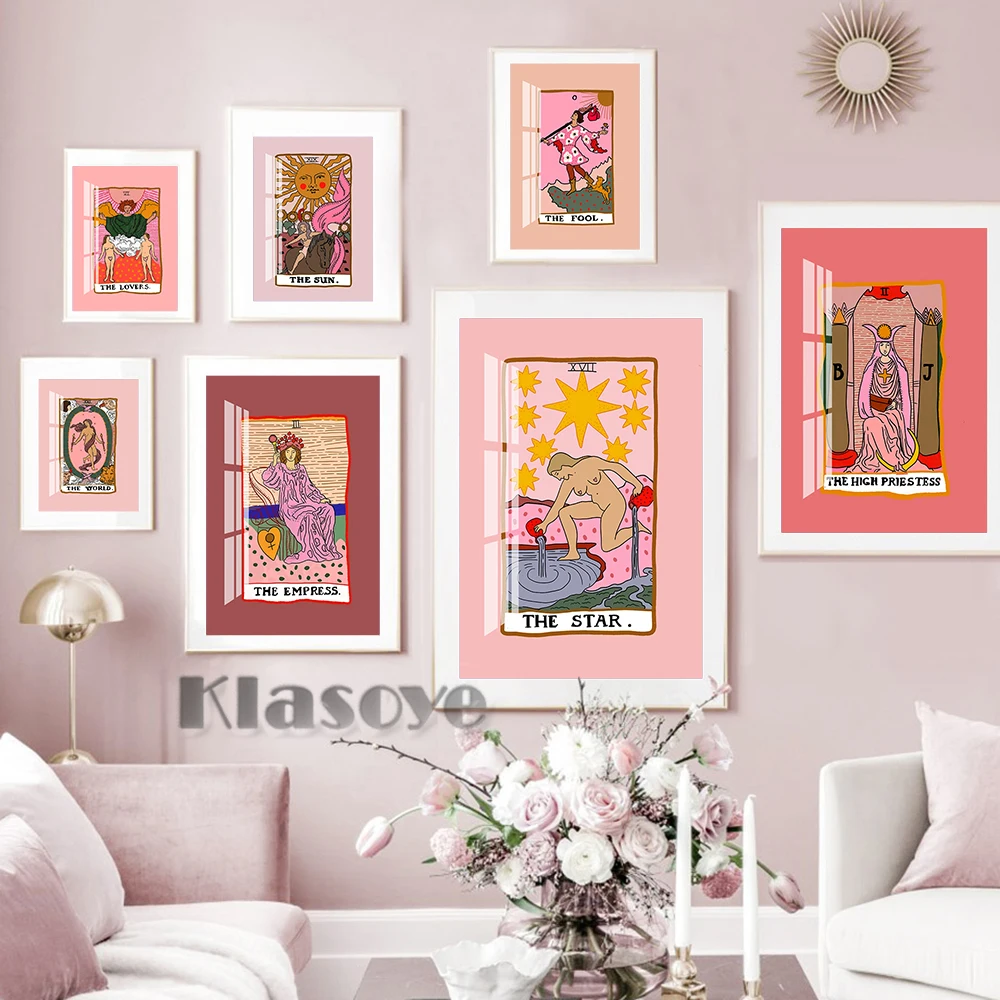 

Tarot Card Art Prints Retro Poster Sun Watercolour Wall Decor Vintage Canvas Painting Modern Living Room Home Decorate Picture