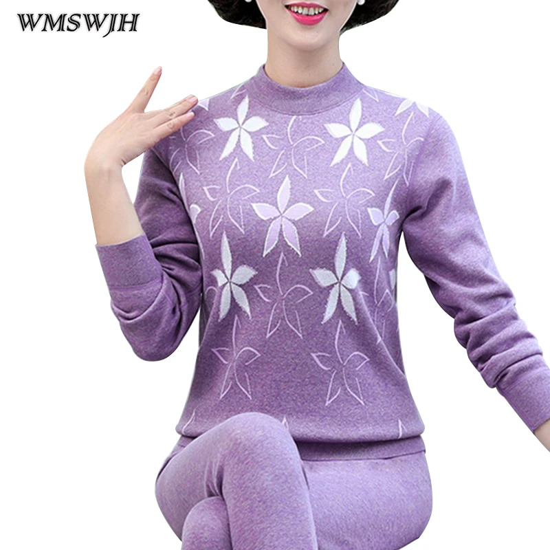 L 3XL размера плюс зимняя женская одежда для женщин среднего возраста свитер с