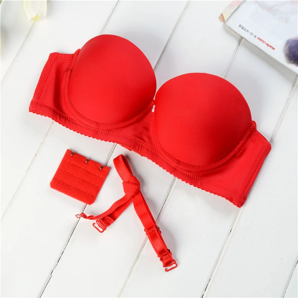 

2021 Women Bras Seamless Detachable Shoulder Strap Underwear Lady Gathered Soft Dress Bottoming Bralette нижнее белье женское