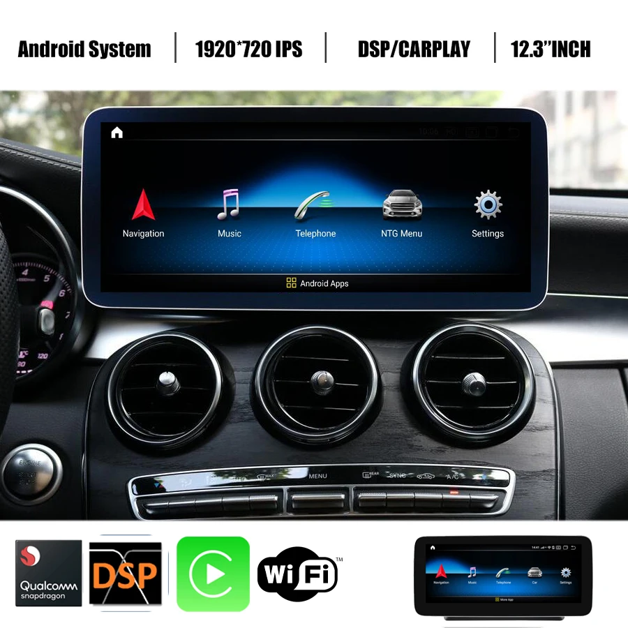 

Car Android 11 GPS Player For Mercedes Benz C/GLC/V-Class W205 X253 W446 Radio Stereo Auto Navigation Wifi Qualcomm 8Core 4G LTE