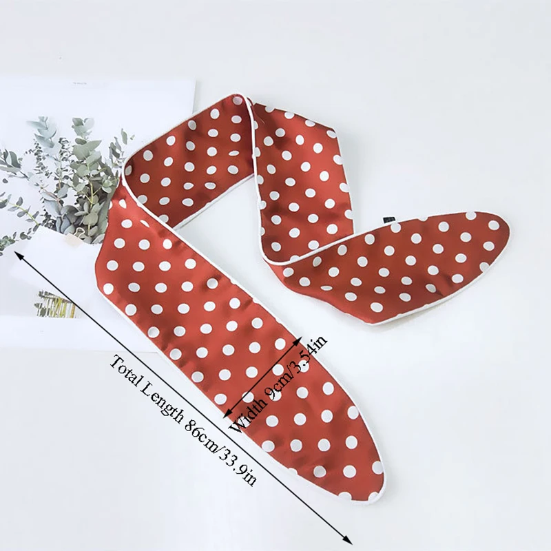 2020 Polka Dot Scarf Women Cute Hair Tie Band Kerchief Wrist Ribbons Fashion Head Neck Silk Satin Bag Scarfs Long | Аксессуары для