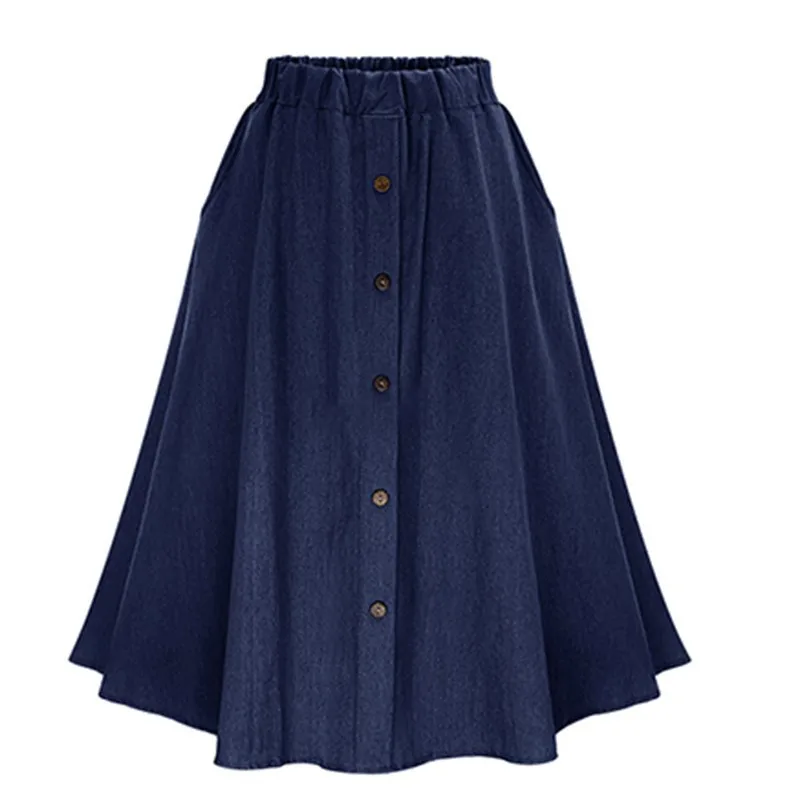 

Denim loose skirt plus size elastic waist student skirt