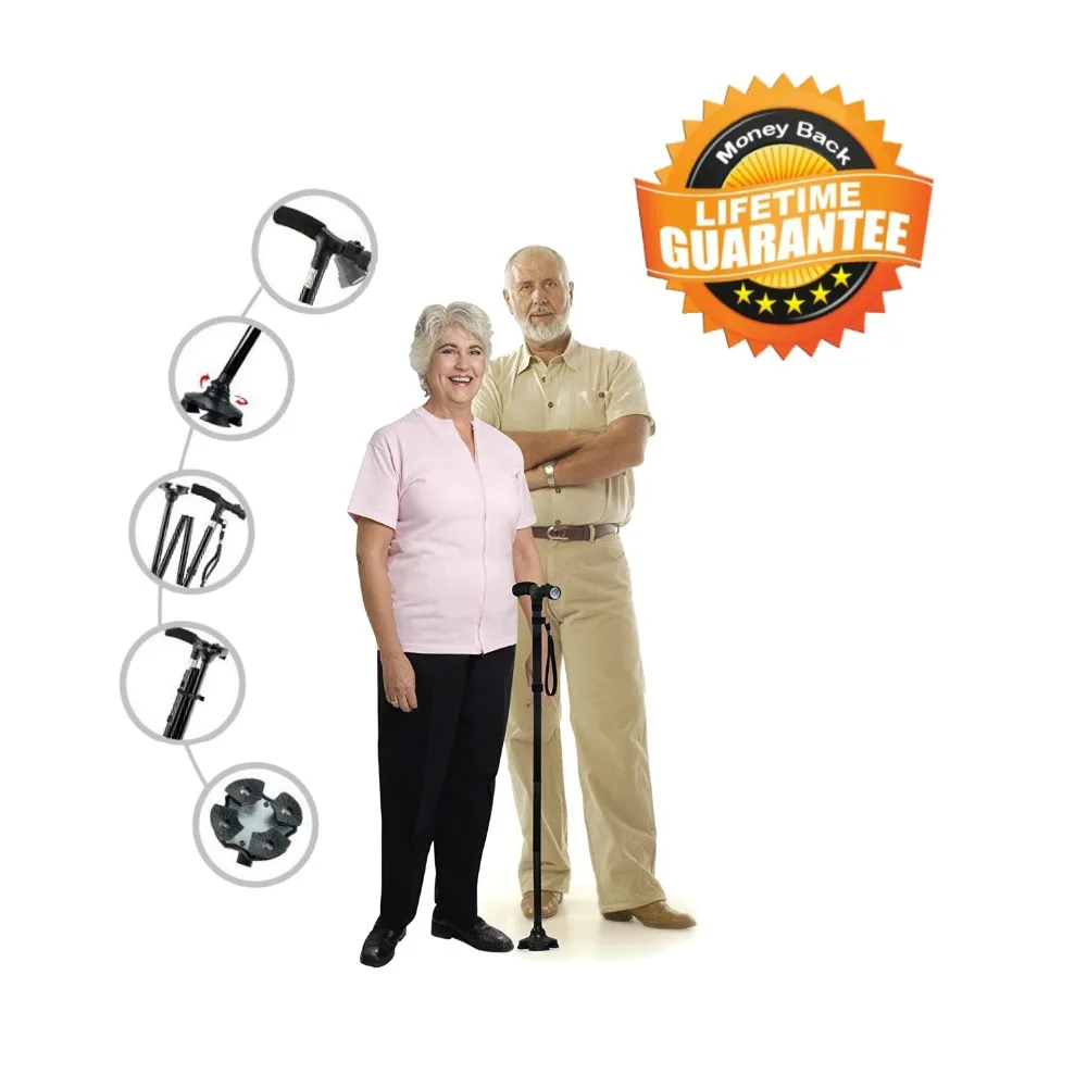 Светодиодный светильник трость с Т образной ручкой для пожилых людей складные