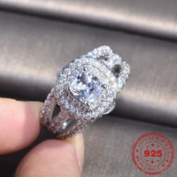 1 5 carats diamond with cushion zirconia ring for women fine silver color 925 jewelry anillos mujer bizuteria diamond rings