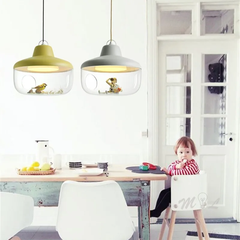 

Mordern Led Pendant Lights Glass House Lovely Home Deco Children Gift Living Room Bedroom Hanging Light Suspension Luminaires