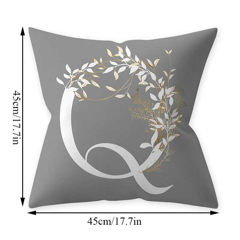 

Gray Letter Flowers Decorative Pillow Cover Peach Skin Cushion Cover Smooth Throw Pillow Case Modern Nordic Home Decor 45*45cm