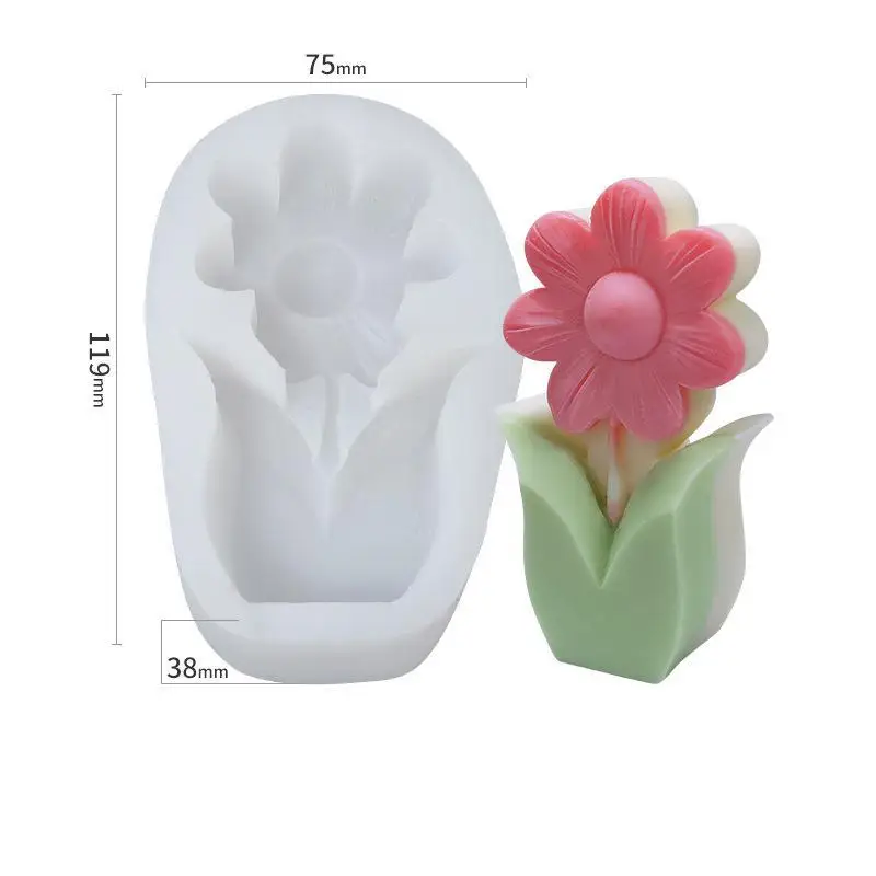 

3D Three-dimensional Flower Candle Silicone Mold DIY Korean Simple Tulip Handmade Aromatherapy Candle Mold Making Tool