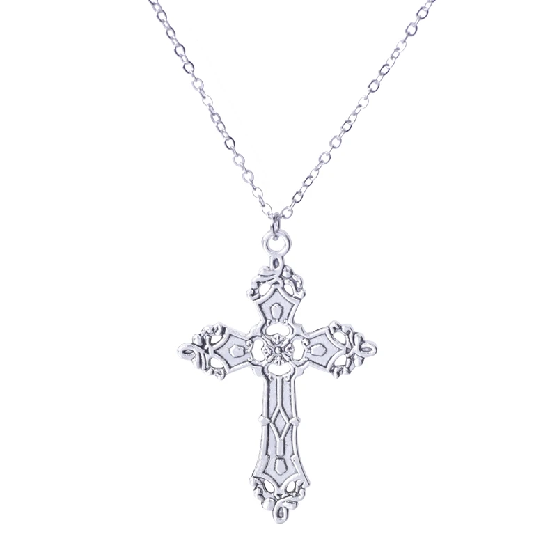 Готический вера крест кулон с длинной цепью ожерелья для женщин и мужчин колье