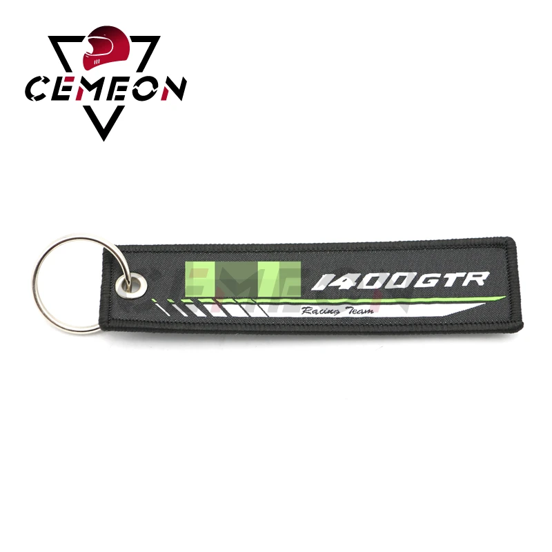 

Kawasaki Motorcycle Key Pendant Ninja400 300 250 636 H2 ER-6N 6F J125 ZZR1100 600 1400GTR Embroidered Keychain Key Ring