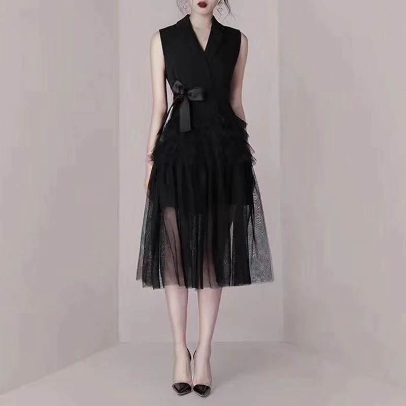 CHICEVER сетчатые лоскутные платья для женщин без рукавов с открытыми плечами и