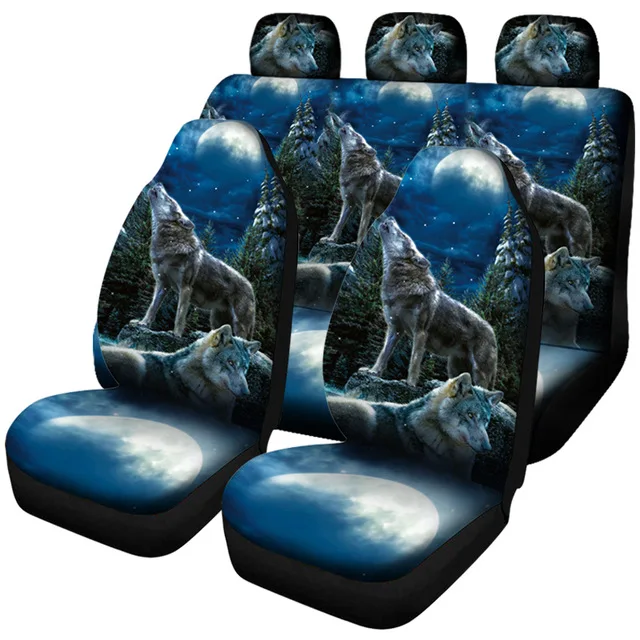 Aimaao Car Seat Covers Universal Wolf Cool For Car With Rear Bench Cover Saddle Blanket Protector For Vw Volvo Xc90 Toyota