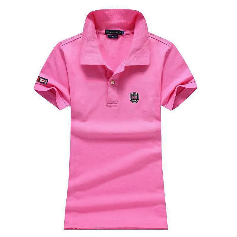Модная Летняя женская рубашка-поло новый дизайн 100% хлопок повседневная с