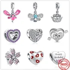 Женские шармы-бусины в виде цветка и пчелы, из серебра 925 пробы