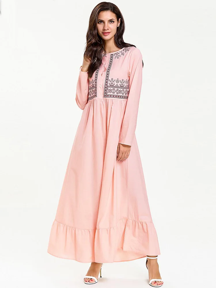 maxi long dress Мусульманское женское арабское турецкое Длинное Макси платье ХИДЖАБ КАФТАН марокканский скромный индонезийский Пакистанская мусульманская одежда для Дубай абайя Восточный халат из марокена - Цвет: maxi long dress