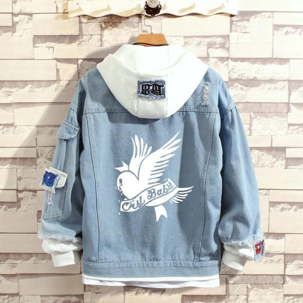 Джинсовая куртка Lil Peep Мужская свободная теплая с длинным рукавом модные