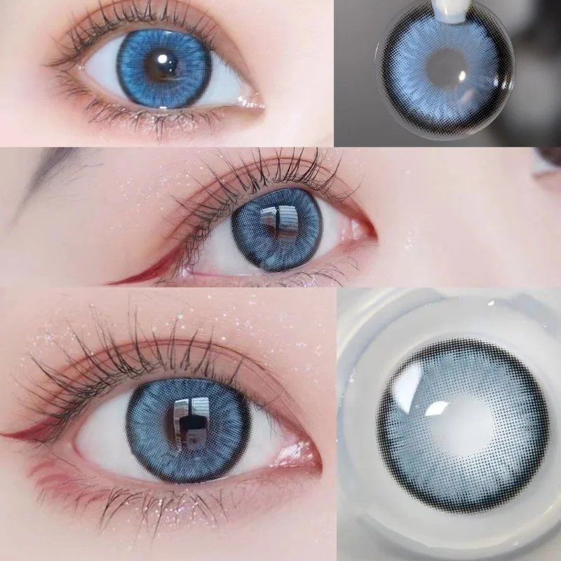 uyaai 2pcs colored lenses 1pair natural eye color lens contact lenses for eyes contacts yearly color contact lenses blue free global shipping