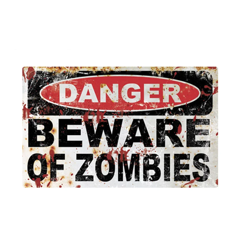 

13cm X 8cm REFLECTIVE DANGER Beware of Zombies Sticker Car Truck Funny Vinyl Decal Funny Car PVC Stickers