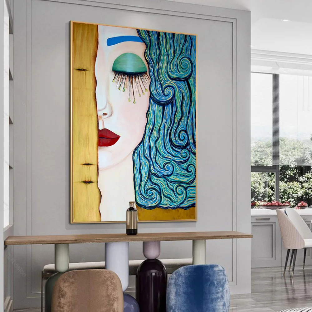 

Abstract Tear Girl Art Posters and Prints Modern Woman Canvas Paintings on the Wall Nordic Art Pictues For living Room Cuadros
