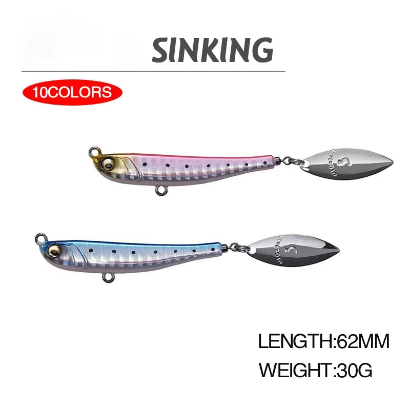 

2021 new lure bait bionic hard bait submerged pencil sequin tail 62mm 30g