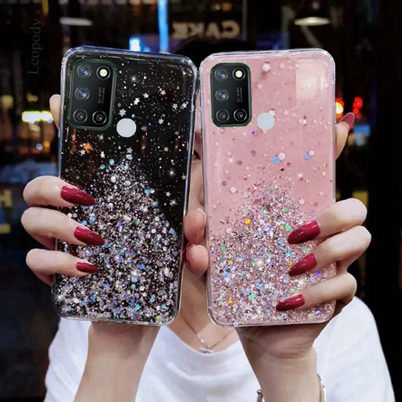 bling glitter phone case for oppo realme 7i soft case full cover for realme 7i back case cover for relame7 i 7 i relame7i free global shipping