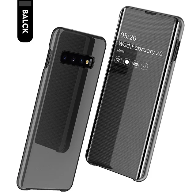 BoeYink умный зеркальный Чехол С Откидывающейся Крышкой для samsung Galaxy S10 S8 S9 плюс S10e S7 Edge Note 8 9 A50 A30 A70 A7 A750 чехол - Цвет: Black