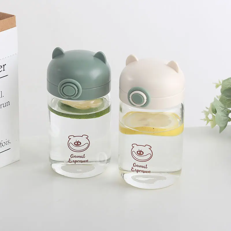 Прозрачная стеклянная чашка с медвежонком Женская Студенческая свежая и милая