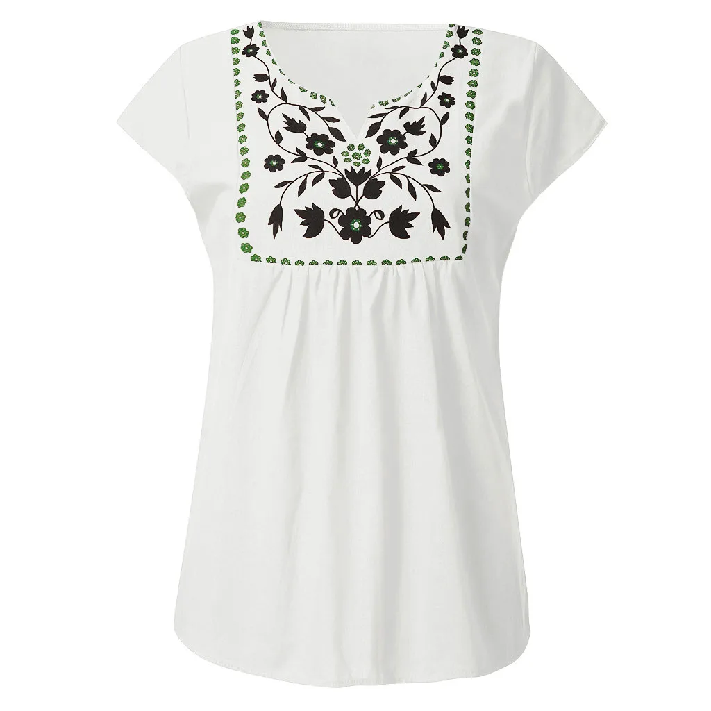 Women Short Sleeve T-shirt Ladies Summer Casual V Neck Vintage T Shirts Patchwork Solid Loose Tops Clothing Camiseta 2021 | Женская