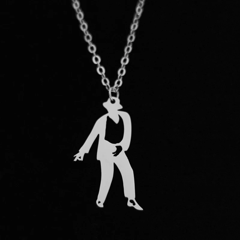 FIMAODZ танец звезда Майкл ожерелье Джексон нержавеющая сталь Рисунок подвеска на