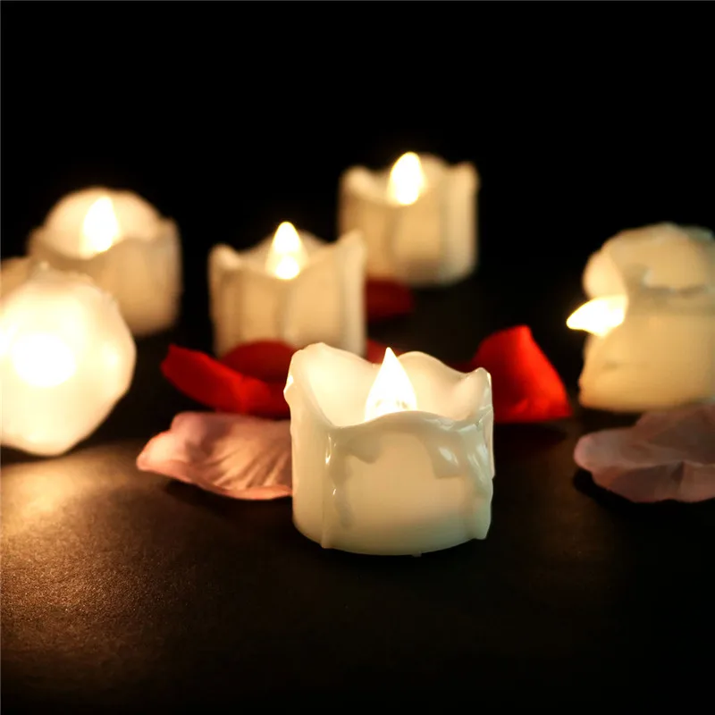 

6X Electric LED Candle Lamp Simulation Tears Flame Flashing Tea Light Battery Operated Home Wedding Birthday Party Decors
